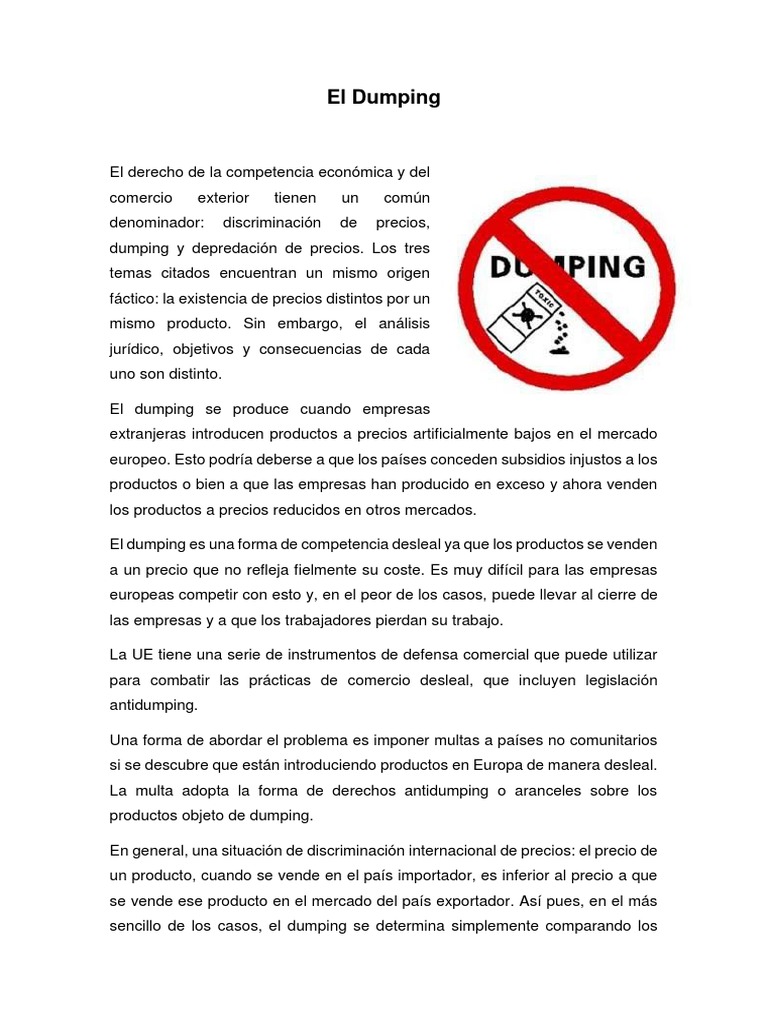 Dumping: Definición y Consecuencias | PDF | Dumping (política de ...