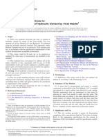 Time of Setting of Hydraulic Cement by Vicat Needle: Standard Test Methods For