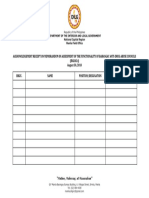 Acknowledgement Sheet For Memorandum