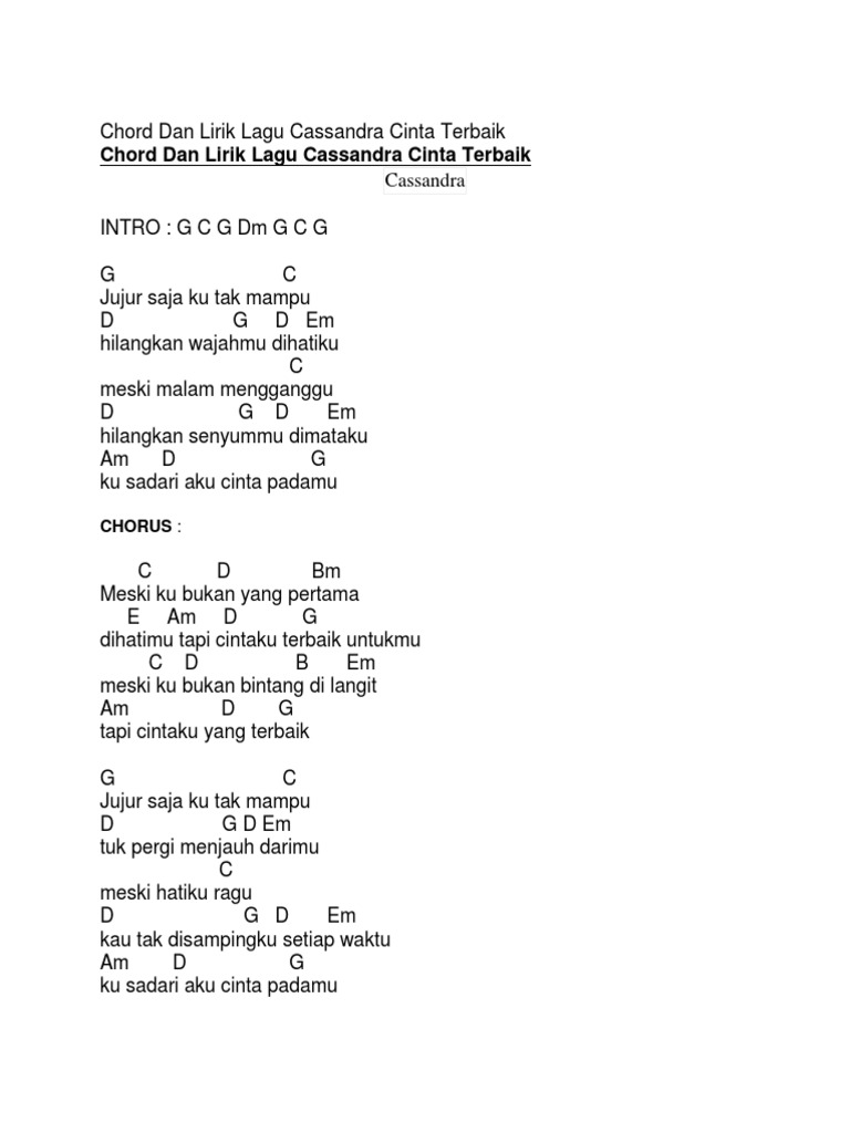 Lirik Lagu Cinta Terbaik