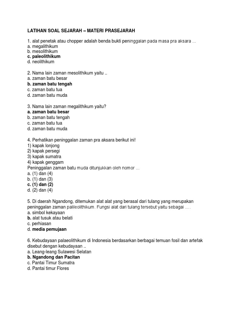 Soal soal essay tentang zaman prasejarah 03 picture