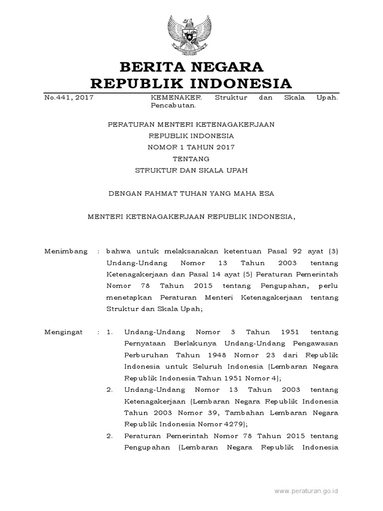 Contoh Surat Keputusan Struktur Dan Skala Upah Perusahaan