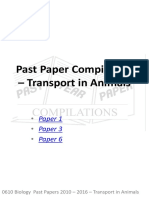 Biology Past Papers on Transport in Animals