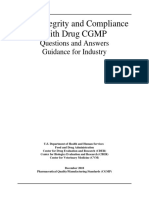 Data Integrity and Compliance With Drug CGMP: Questions and Answers Guidance For Industry