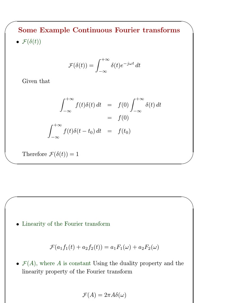 Continuous Fourier Transform Examples | PDF | Harmonic Analysis ...