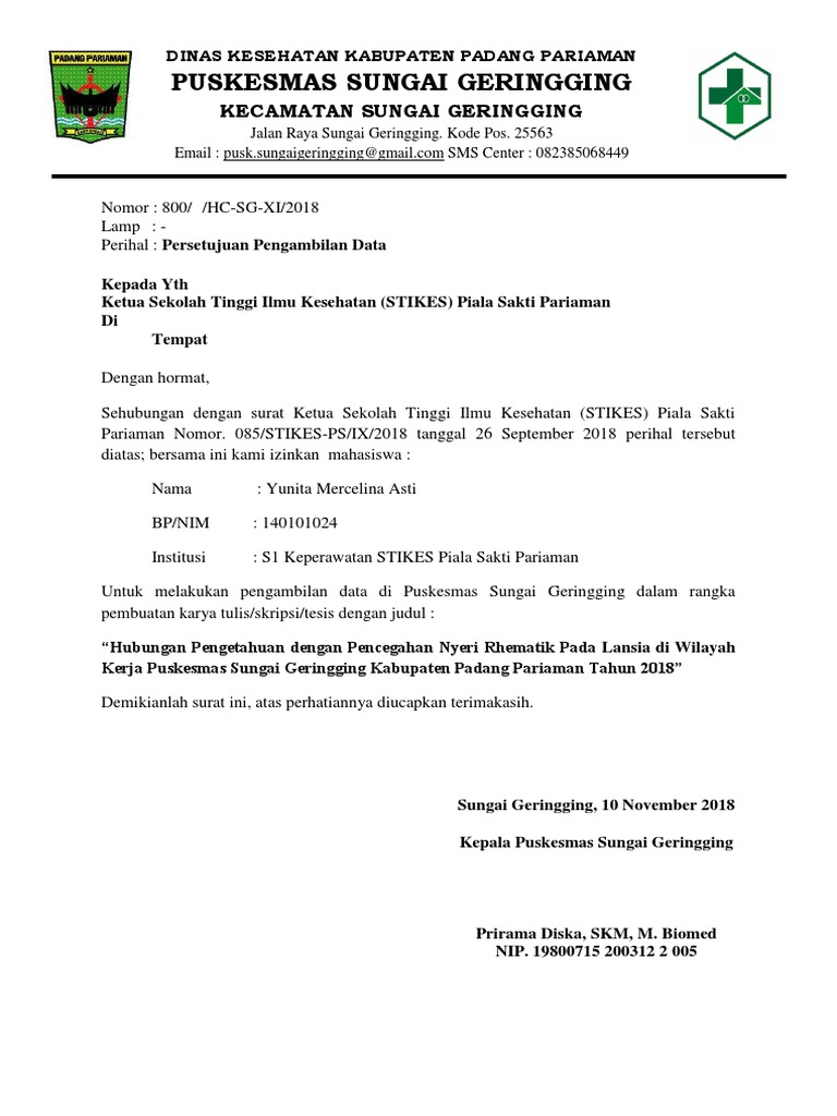 Suurat Balasan Penelitian