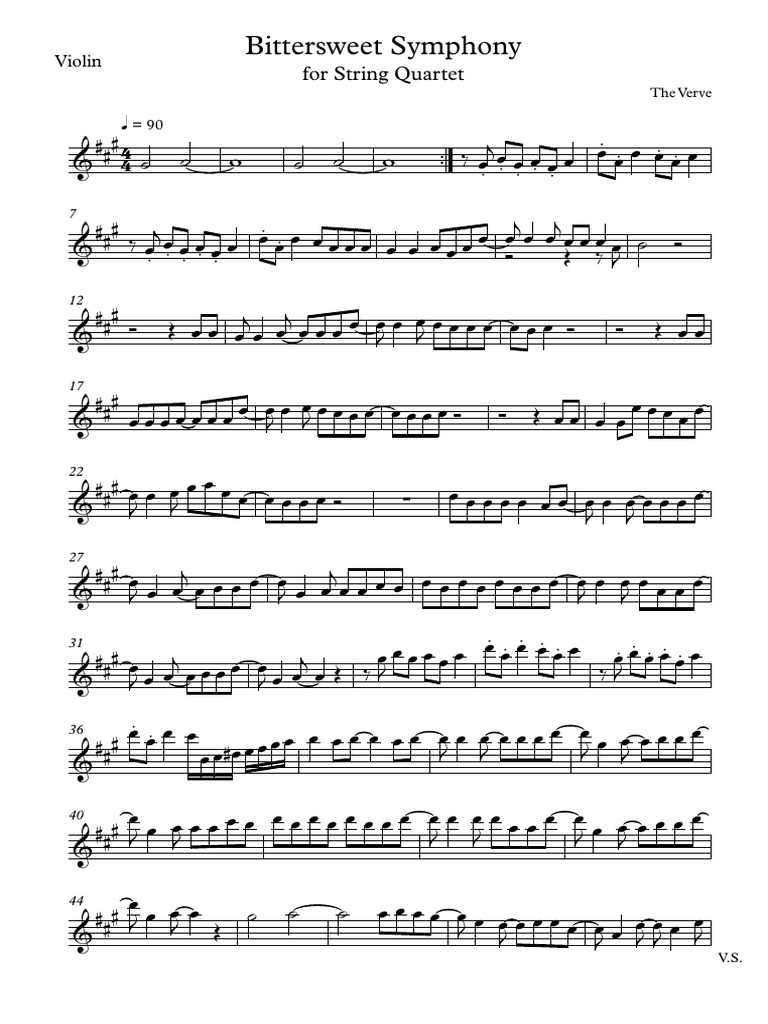The Verve Bittersweet Symphony String Quartet Complete Pdf Pdf Instruments De Musique A Friction Orchestre