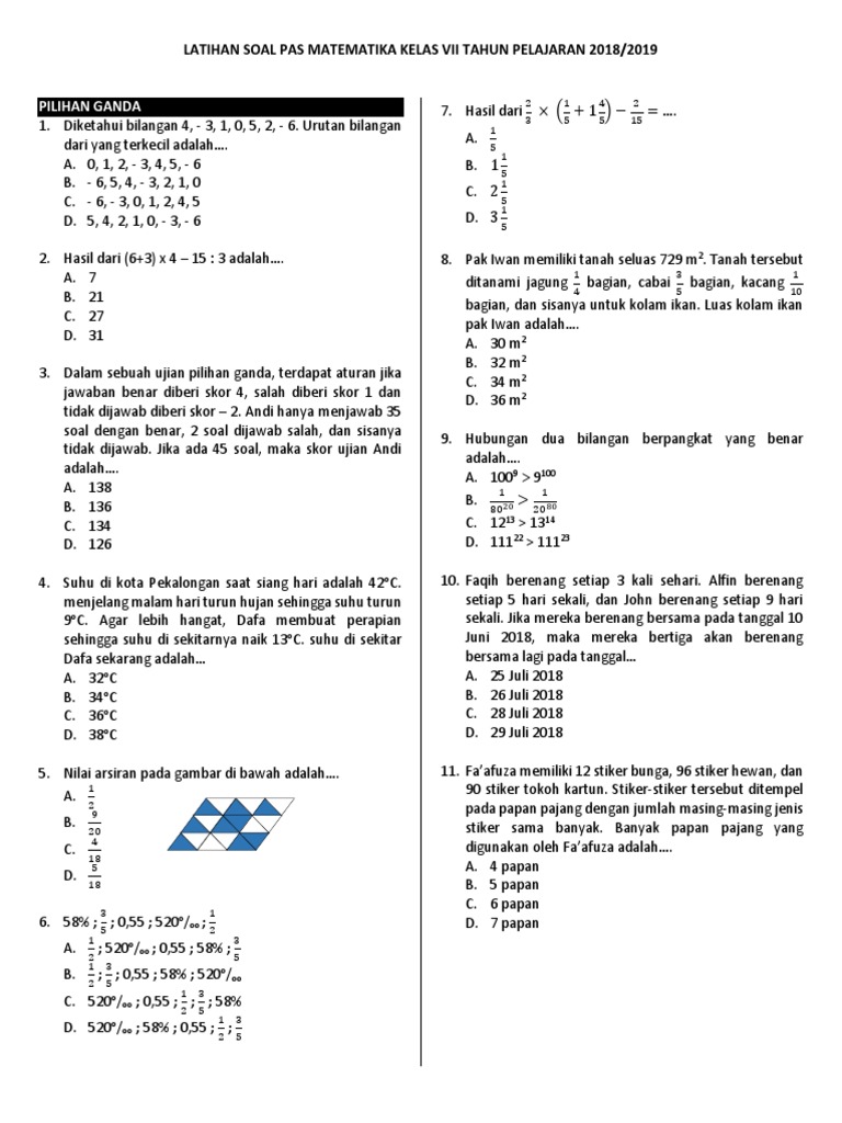 Menjawab Soal Matematika Kelas 7 Dunia Sekolah ID