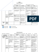 English Weekly Activity Plan: Learning Activities