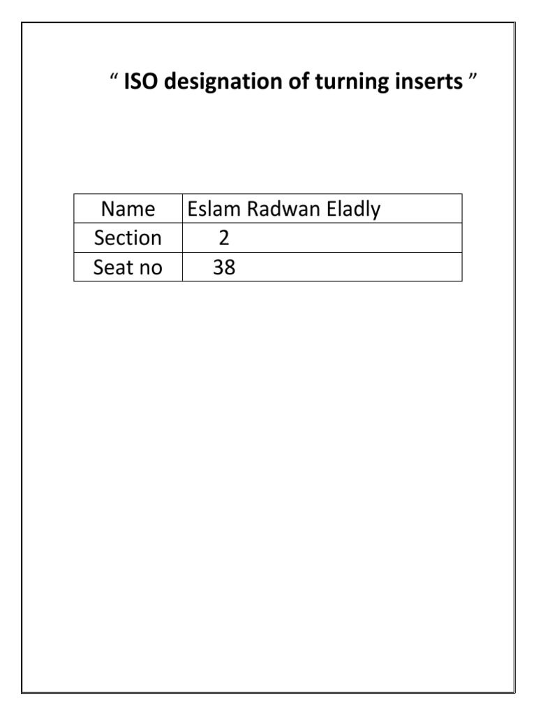 ISO Designation of Turning Inserts 2 Angle