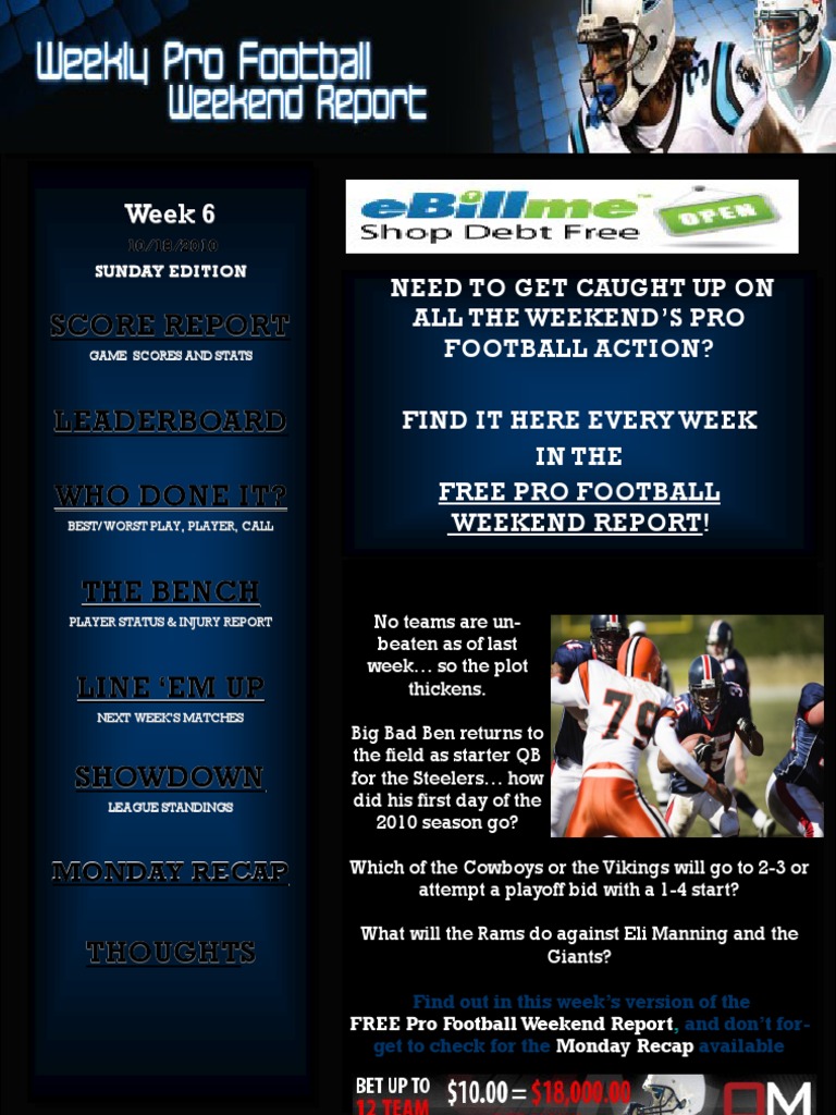 Weekly Report Week 6 Monday | PDF | Atlanta Falcons | San Francisco 49ers