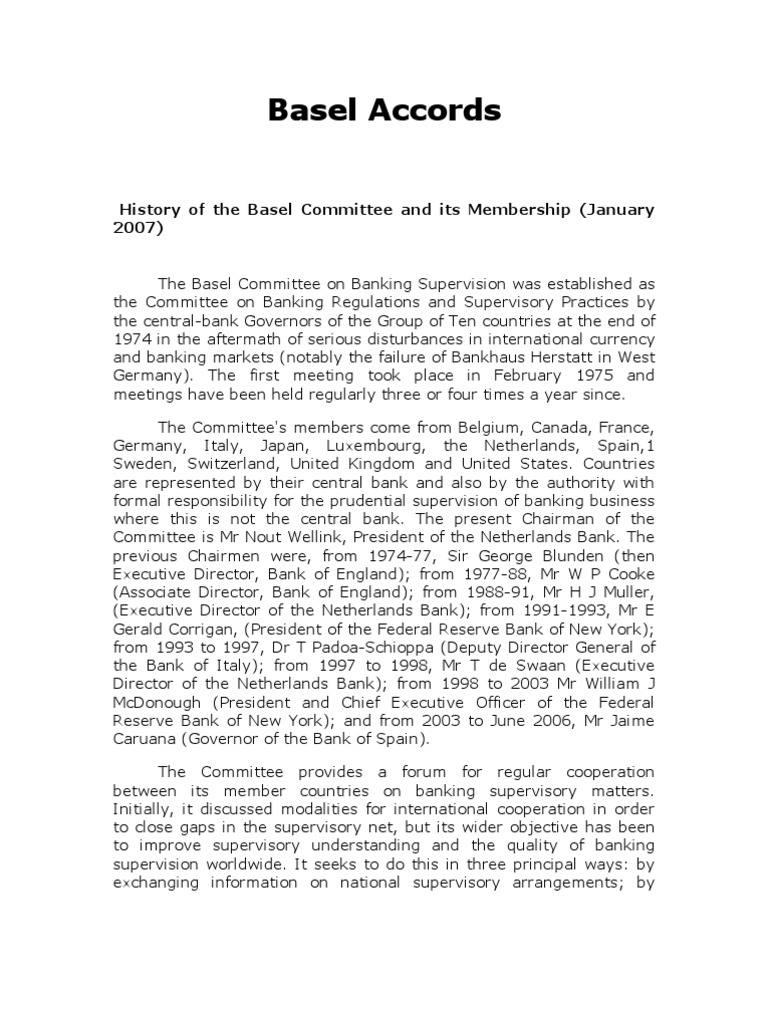 Basel Accord Basel Ii Capital Requirement