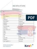 Lista Reci Sa Prevodom Za A1 Nivo