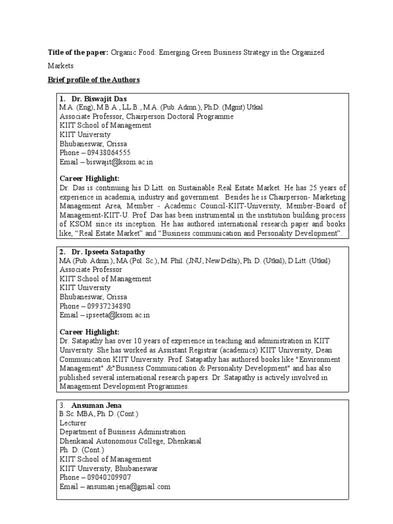 Organic Foods Research Paper