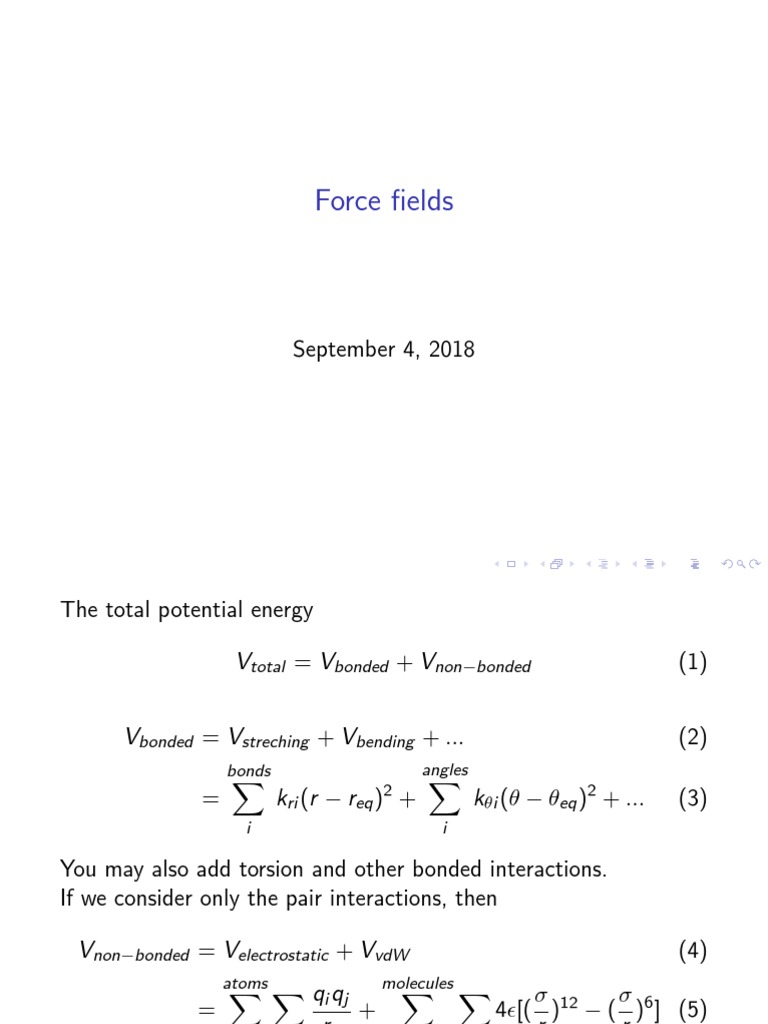 Force Fields September 4, 2018 PDF Force Field (Chemistry