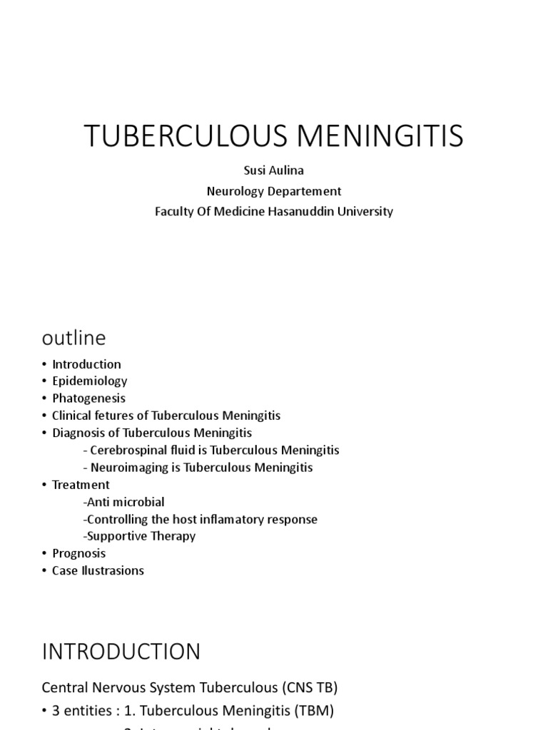 Stages and Treatment of TB Meningitis | PDF | Tuberculosis | Meningitis