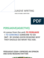 Persuasive Writing: Public Speaking Competition