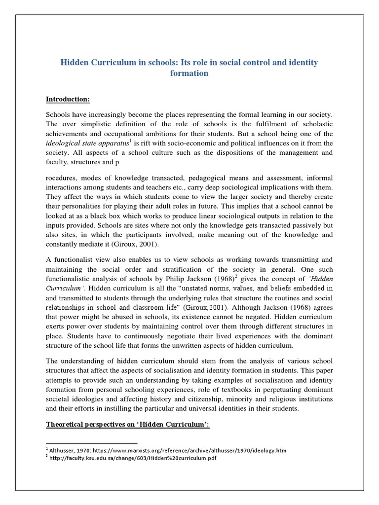 Understanding Hidden Curriculum in Schools | PDF | Ideologies | Curriculum