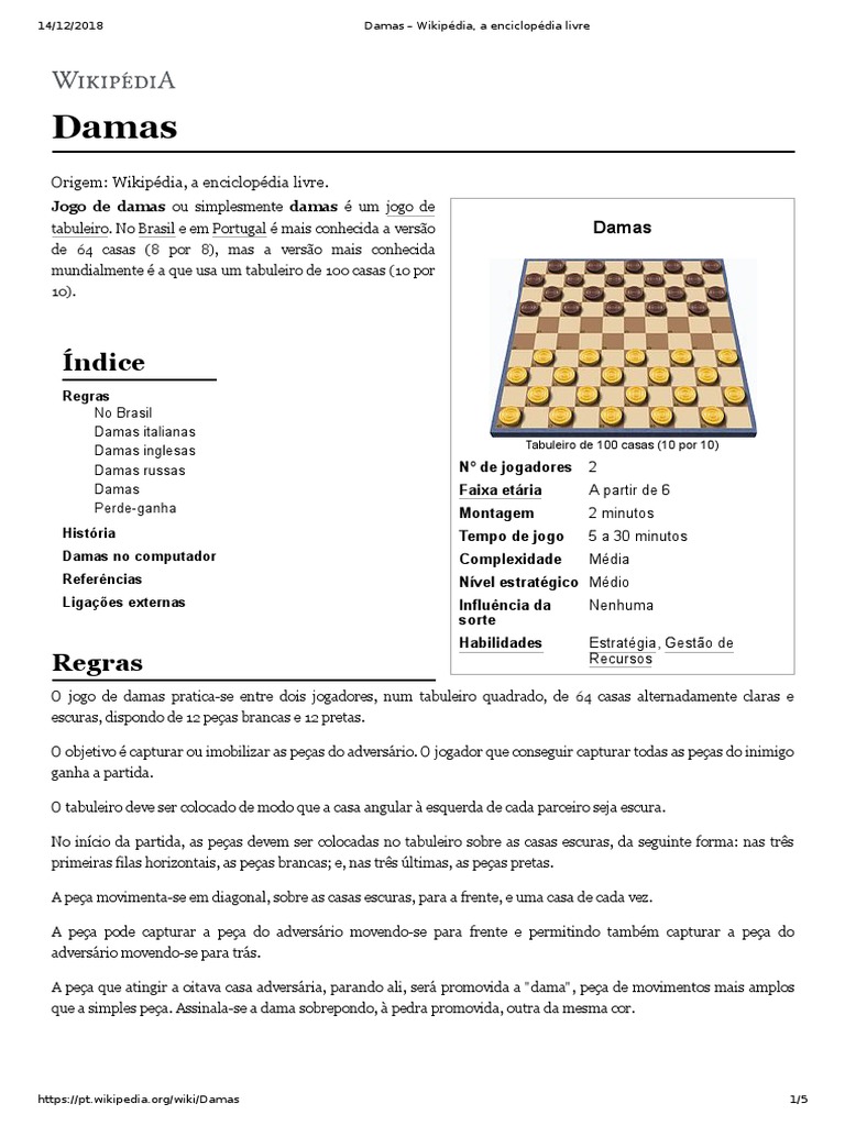 Damas - Wikipédia, A Enciclopédia Livre, PDF