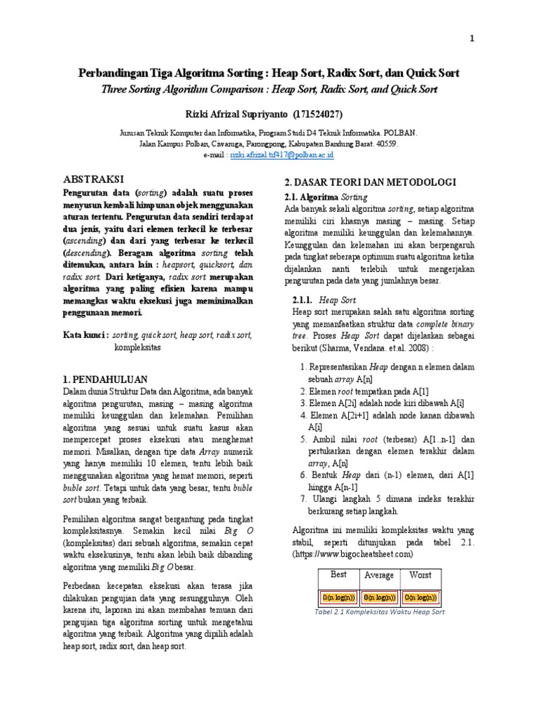 Perbandingan Algoritma Sorting | PDF