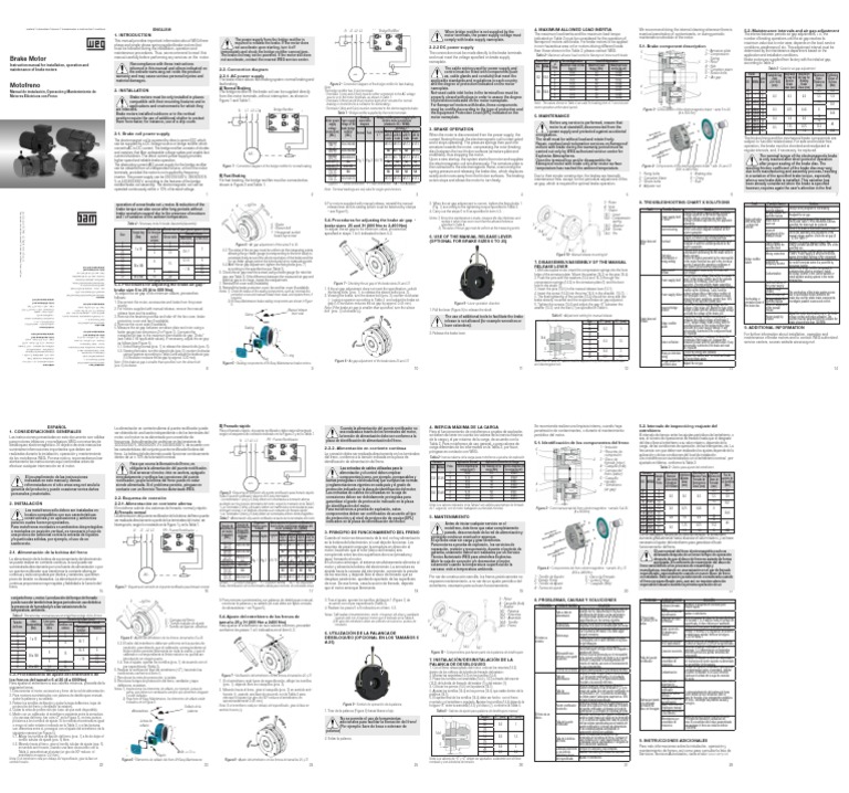 WEG Brake Motor Installation Operation and Maintenance Manual 50021973