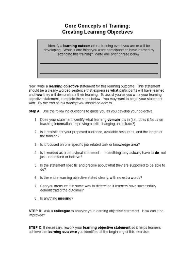Writing Effective Learning Objectives | PDF
