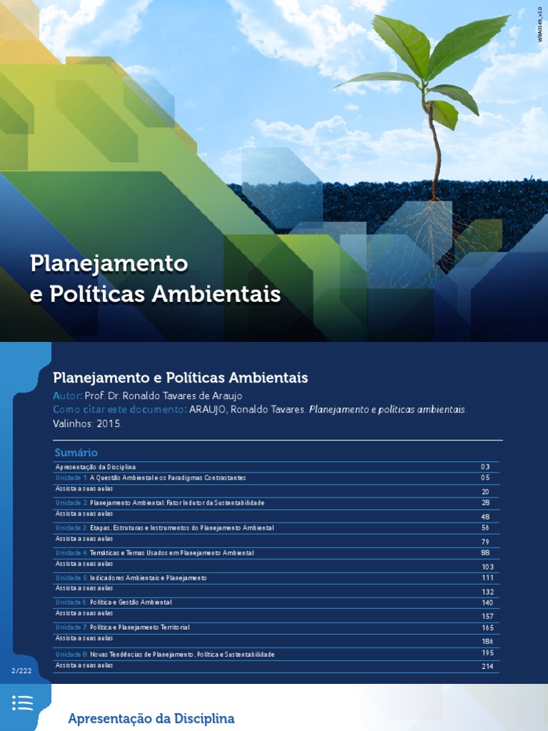 Planejamento e Gestao Ambiental | PDF | Movimento ambientalista | Economia