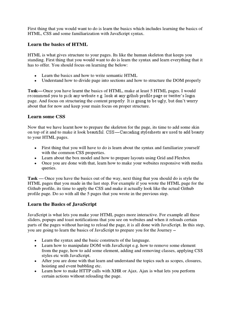 Web Development Basics: HTML, CSS, JS | PDF | Java Script | Cascading ...