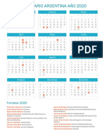 Calendario Argentina Año 2020 - Versión para Imprimir
