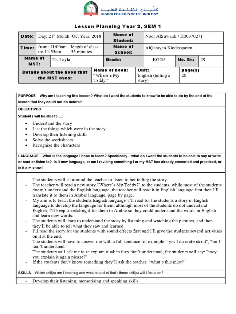 Lesson Planning Year 2, SEM 1 | PDF | Teachers | Learning
