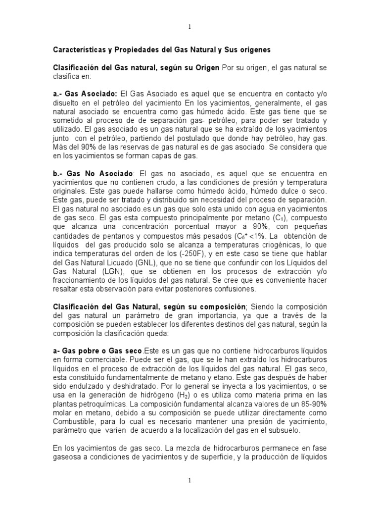 Caracteristicas y Propiedades Del Gas Natural PDF | PDF | Fase (materia ...