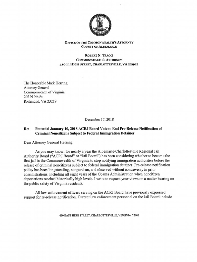 ACRJ Pre-Release Notification Debate | PDF | U.S. Immigration And ...