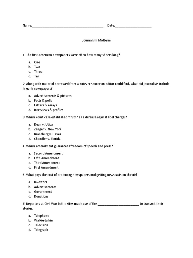 Journalism Midterm Exam Questions | PDF | Journalism | Credibility