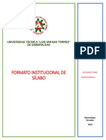 Sílabo Termodinamica I Utelvt Periodo Noviembre - Abril 2018 Cuarto Semestre