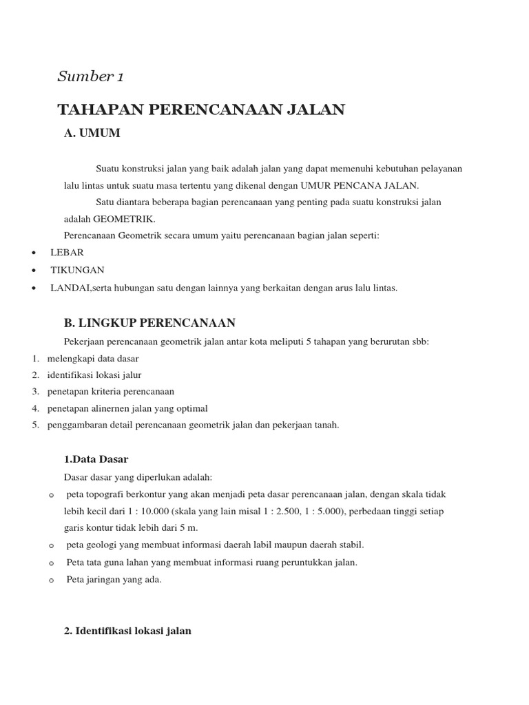 Teknik Perencanaan Jalan Raya | PDF