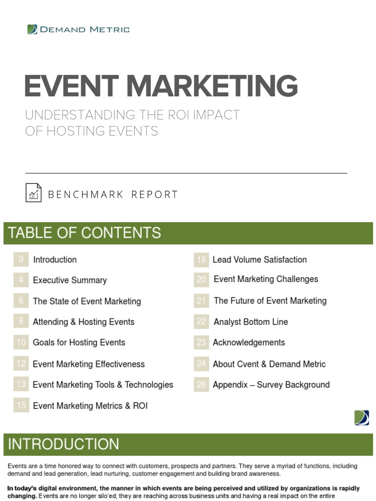 Event Marketing Benchmark Report PDF Benchmarking Marketing Strategy