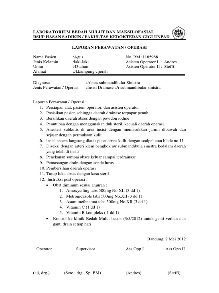 Contoh Laporan Tindakan Insisi | PDF