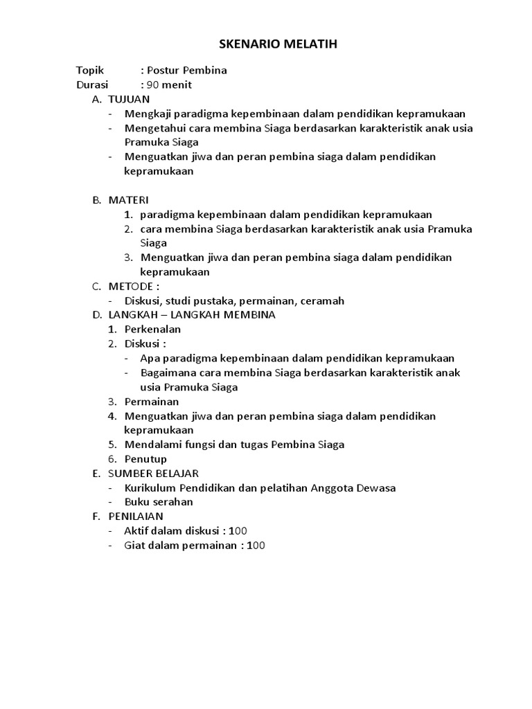 Skenario Melatih Pramuka Pdf