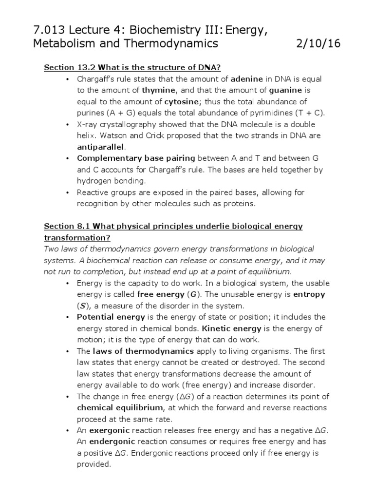 Biochemistry: DNA, Energy, and Enzymes | PDF | Active Site | Enzyme