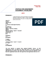 Statistics For Engineers Assignment Problems: Problem 1