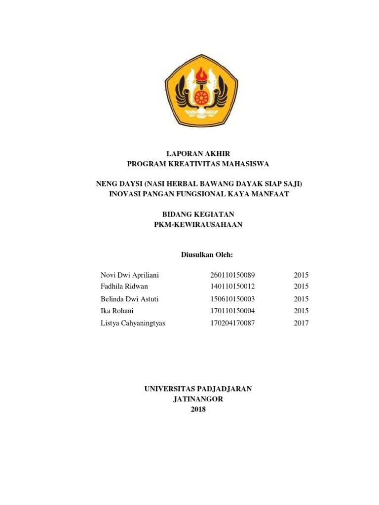 Example Universitas Padjadjaran Laporan Akhir PKMK | PDF