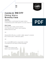 Plane in The City: Dining Menu