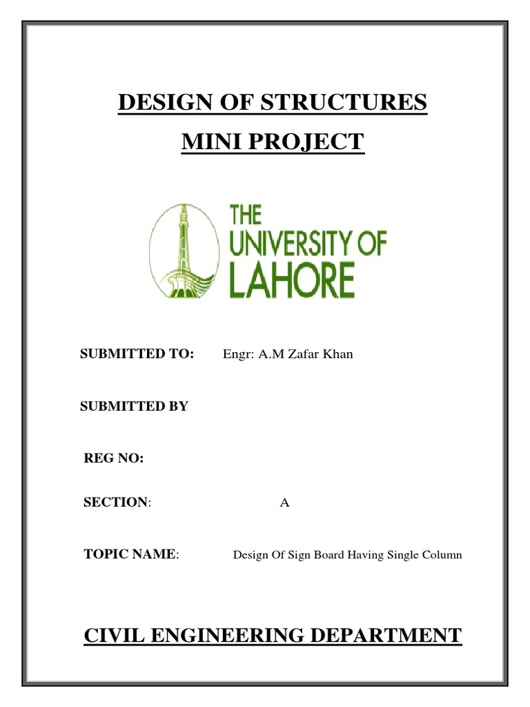 Design of Structures Mini Project: Civil Engineering Department | PDF