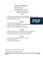 S V College of Engineering Department of Mba Business Environment and Law Important Questions UNIT-1