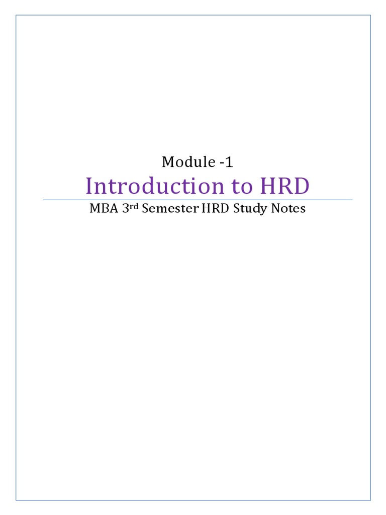 Module 1 - Introduction To HRD 2018 | PDF | Competence (Human Resources ...