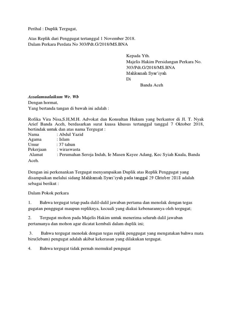 Contoh Surat Gugatan Ptun Banda Aceh Contoh Surat Penting 2020