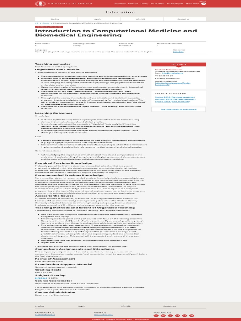 Computational Medicine and Engineering Course | PDF | Computer Science ...