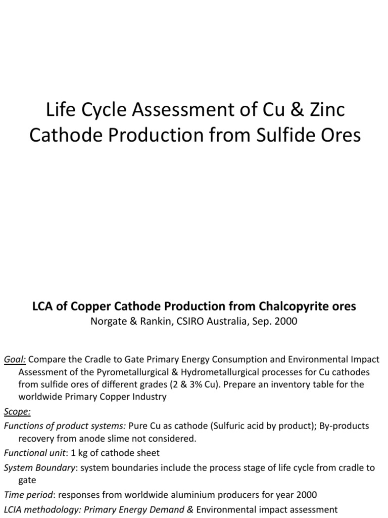 Life Cycle Assessment of Copper and Zinc Production | PDF | Life Cycle ...