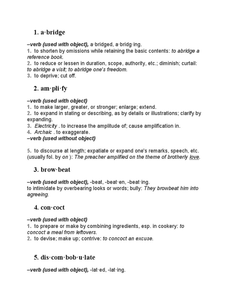 A Bridge Verb (Used With Object), A Bridged, A Bridg Ing PDF Verb Foreclosure