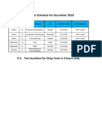 Chap Test Schedule - December - Class 11